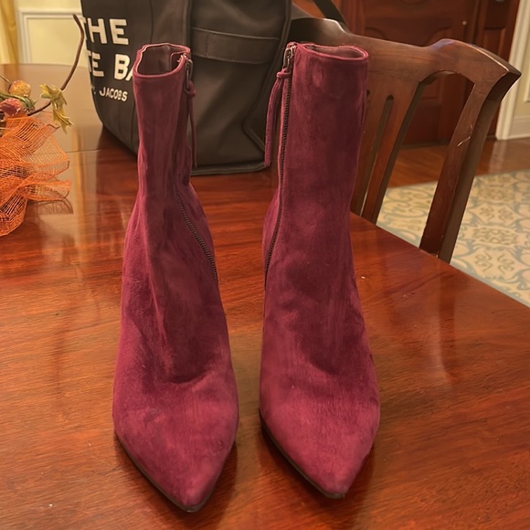 Lined Paola Wine Sued Heeled Boot!  Brand New! - Picture 2 of 9